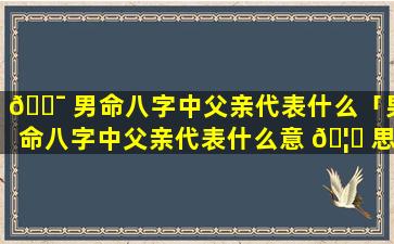 🐯 男命八字中父亲代表什么「男命八字中父亲代表什么意 🦉 思」